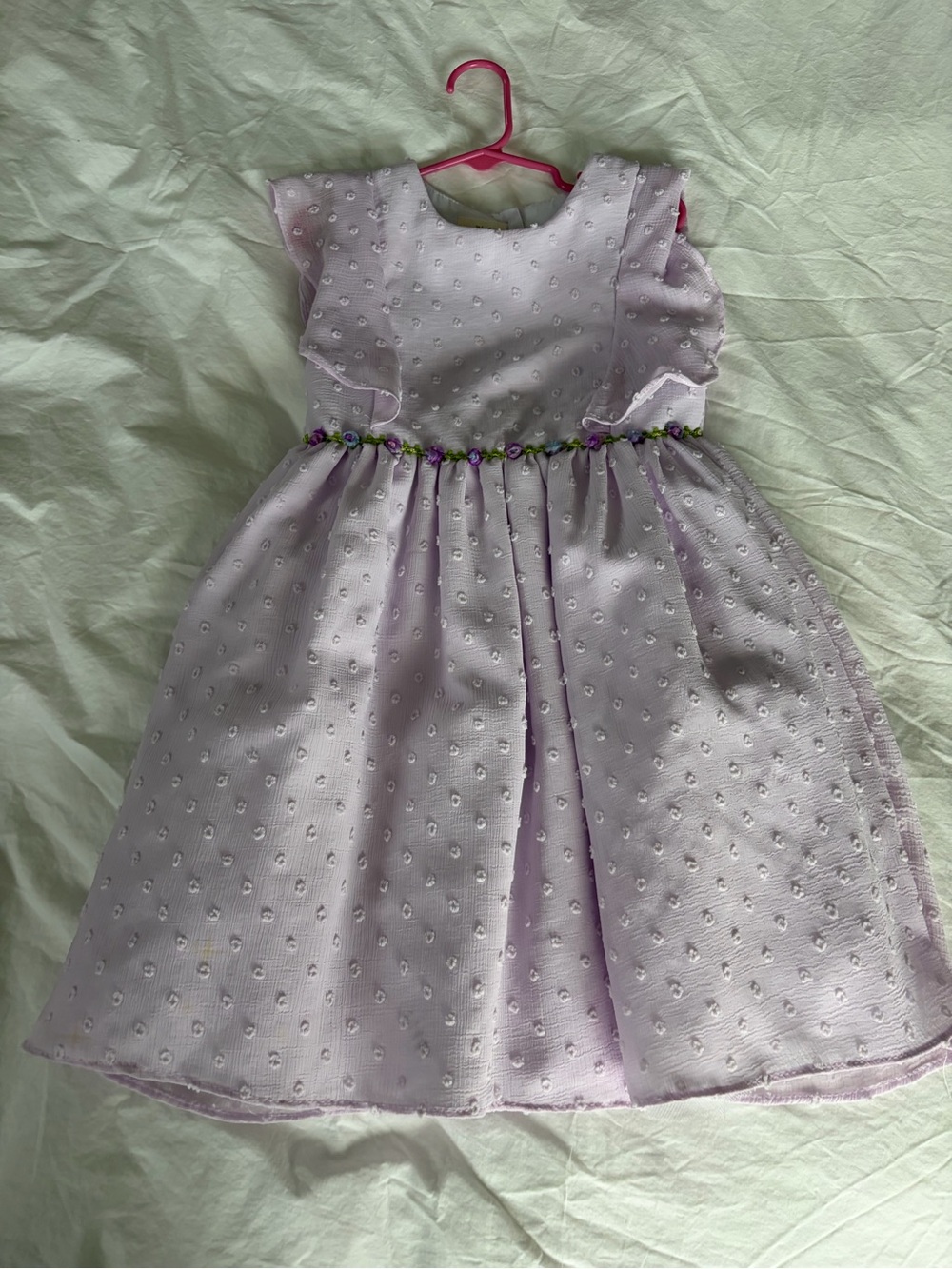 Laura Ashley Lilac Eyelet Floral Trim Girls Dress